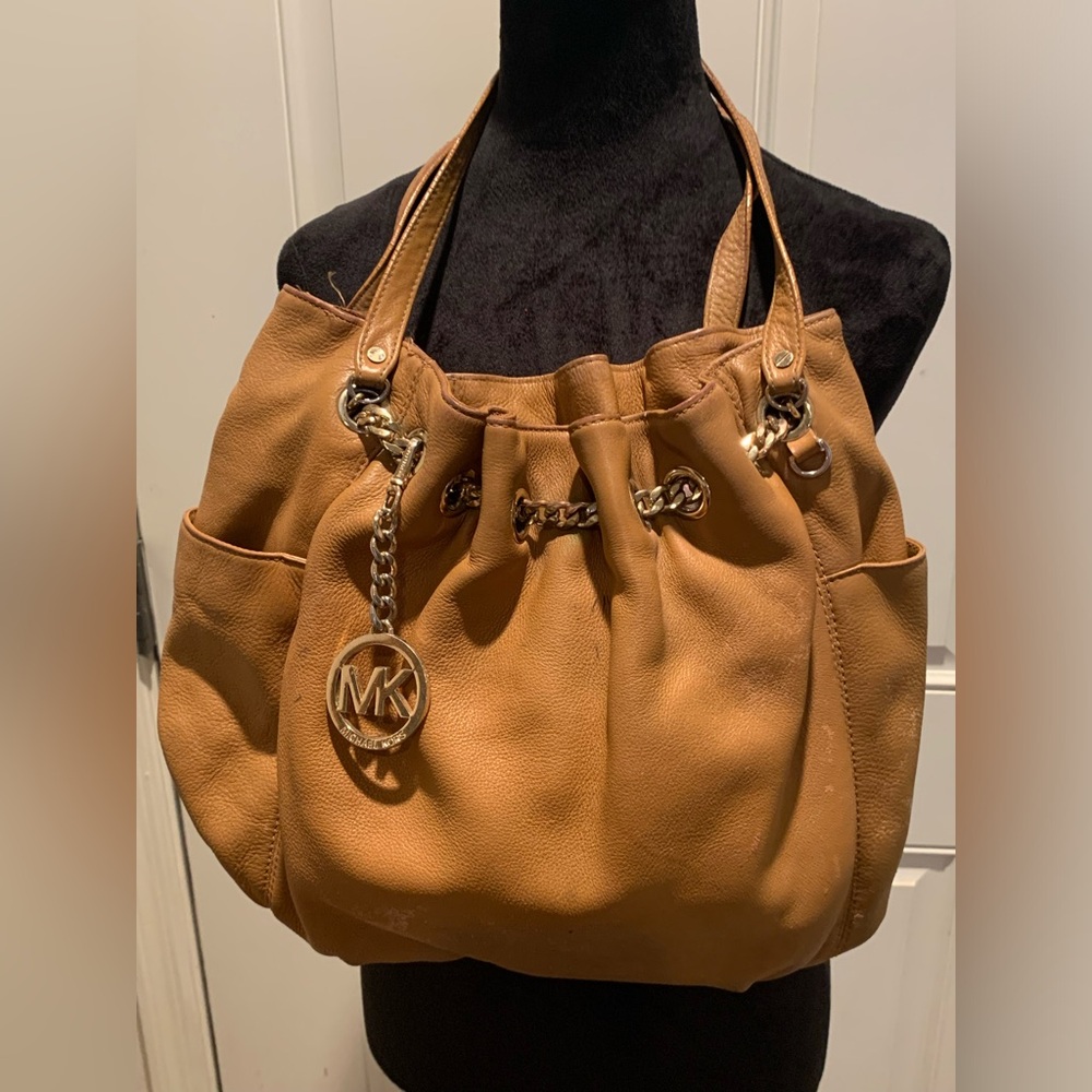 Michael Kors Jet Set Chain O-Ring Tote, Tan Shoulder Bag